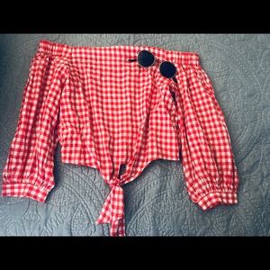 Plaid forever 21 tie in front crop top